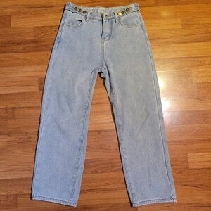 Fleece lined mid-rise jeans